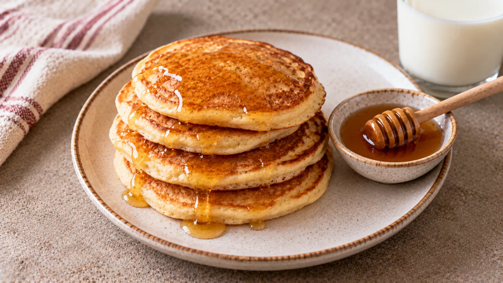 Pancake alla vaniglia con un filo di miele