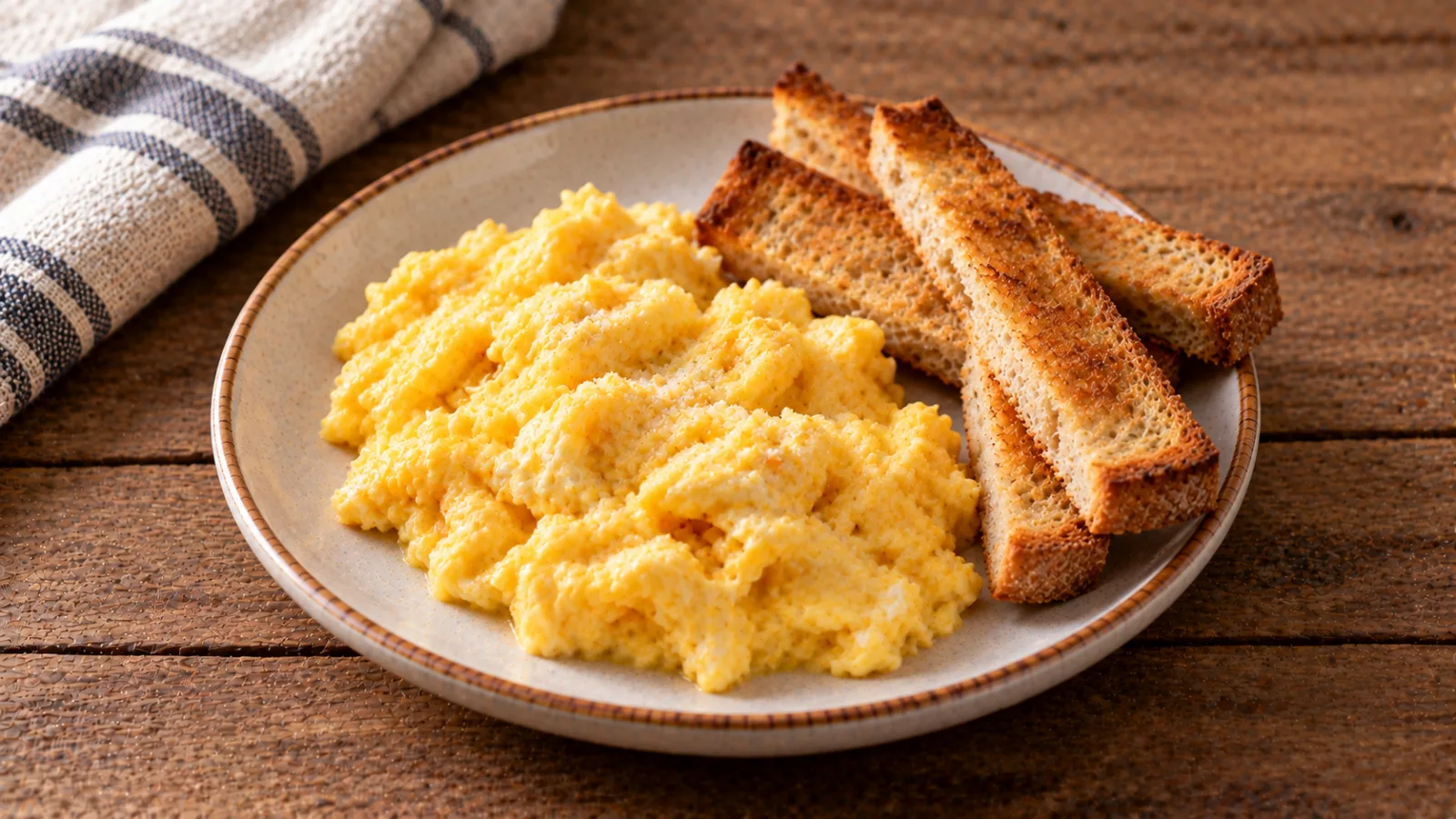 Uova strapazzate con pane tostato