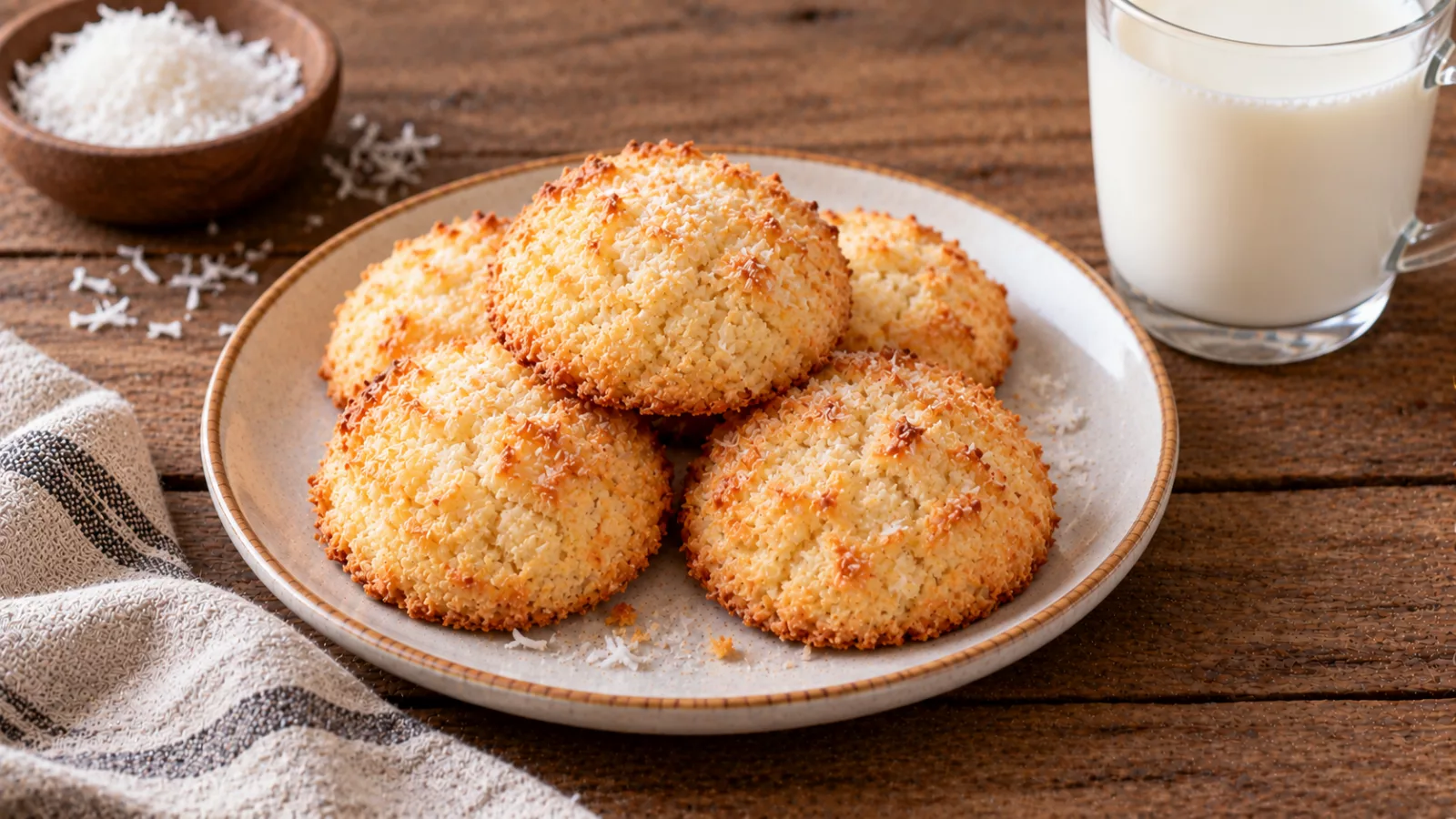 Biscotti morbidi al cocco con latte