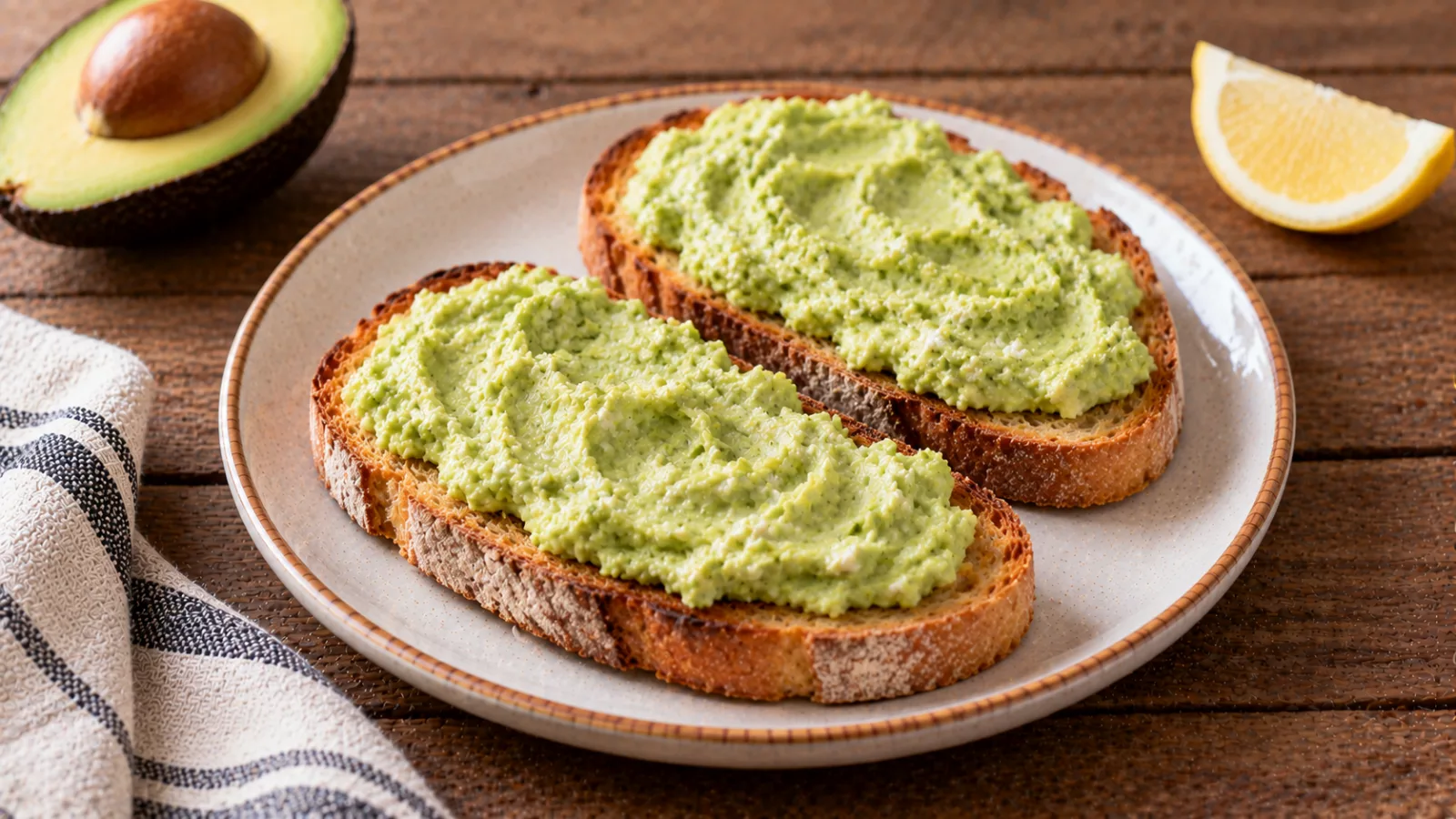 Pane tostato con crema di avocado e formaggio fresco