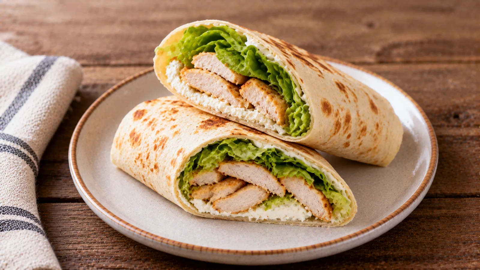 Tortilla arrotolata con pollo e formaggio