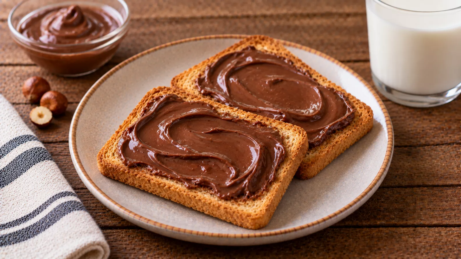 Fette biscottate con crema di nocciole