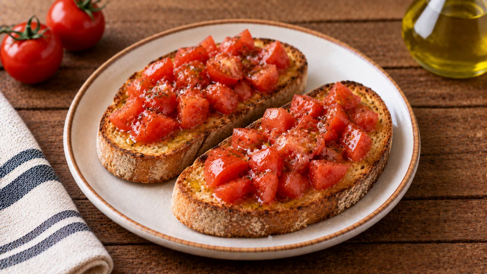 Pane tostato con pomodoro e olio
