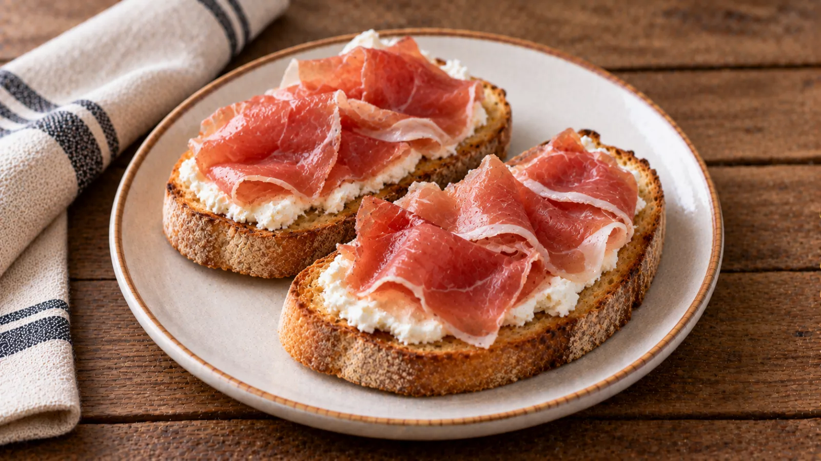 Toast con prosciutto crudo e caprino