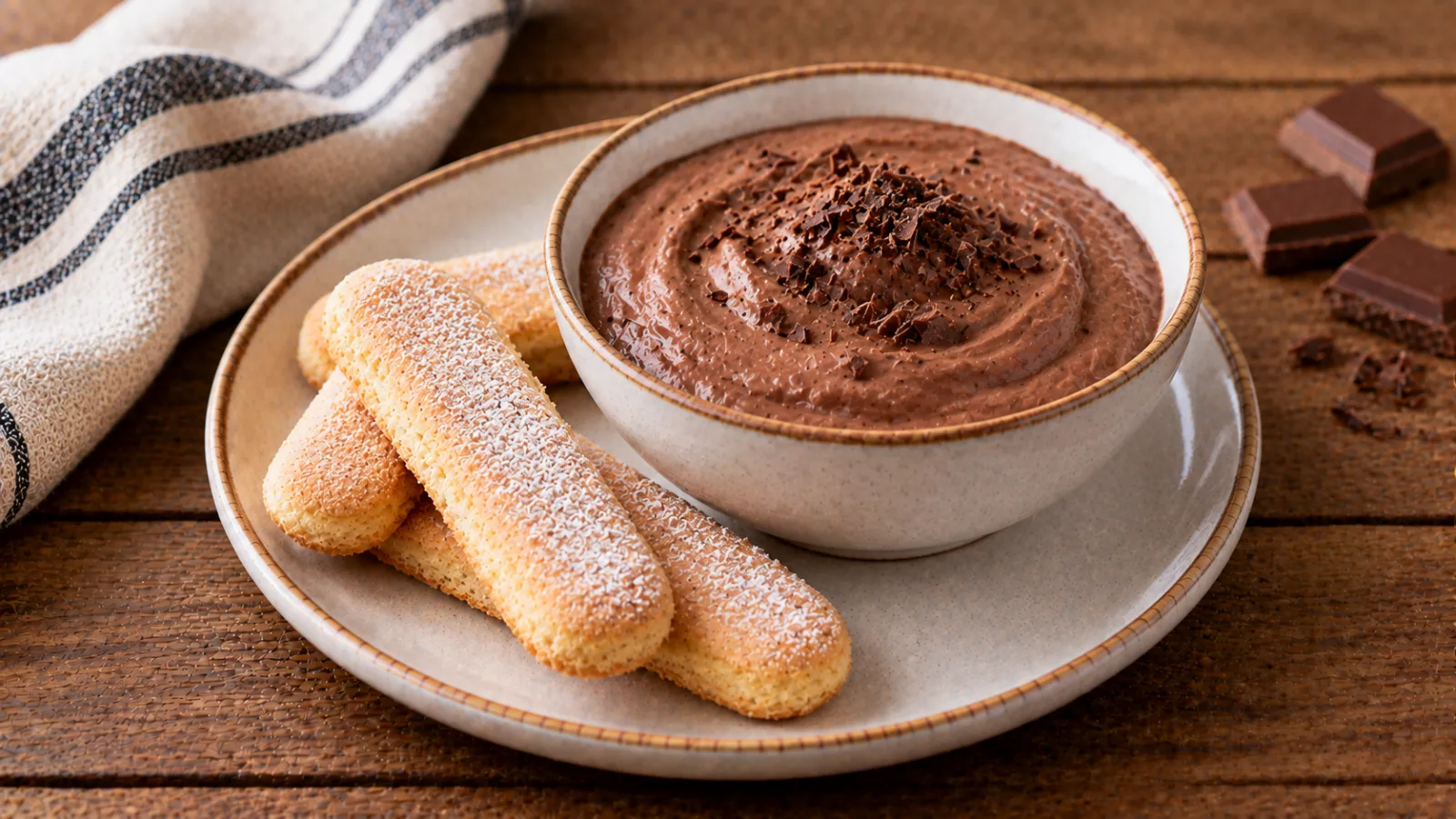 Crema di ricotta e cioccolato con savoiardi