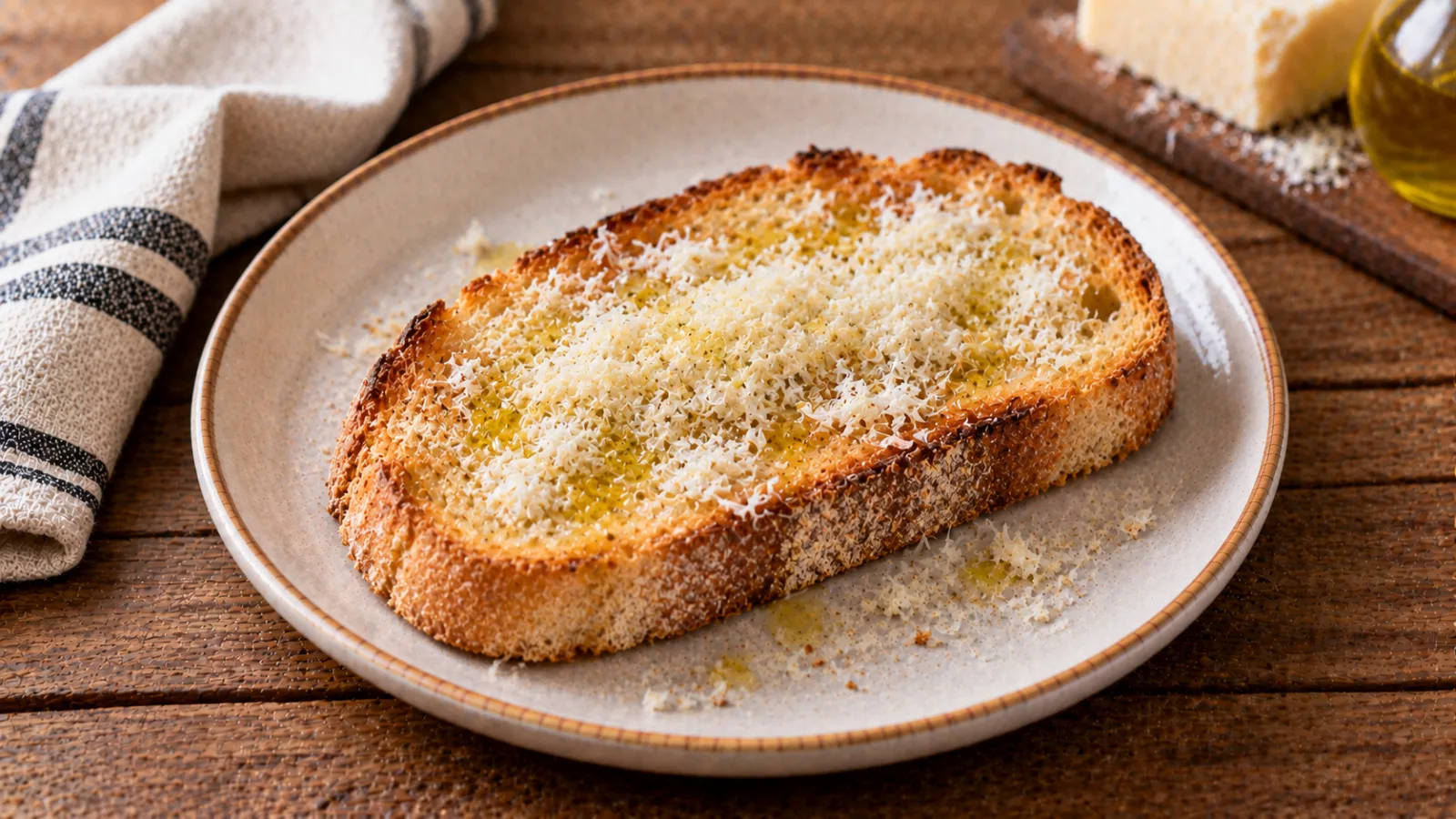 Pane con olio e formaggio grattugiato
