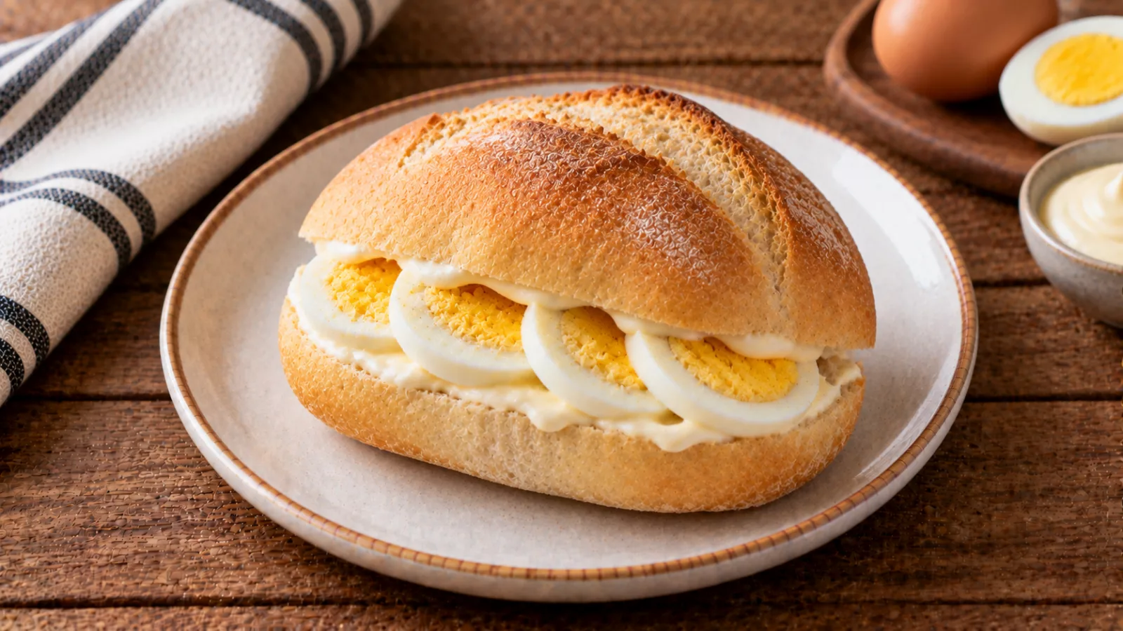 Panino con uovo sodo e maionese
