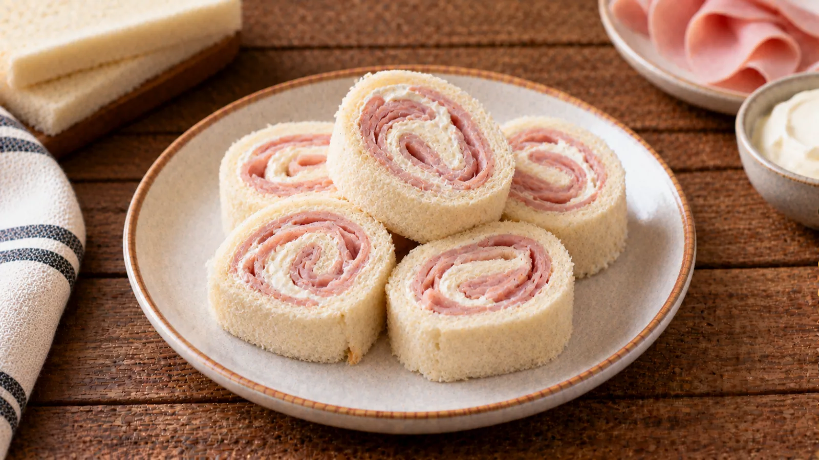 Girella di pane e prosciutto cotto