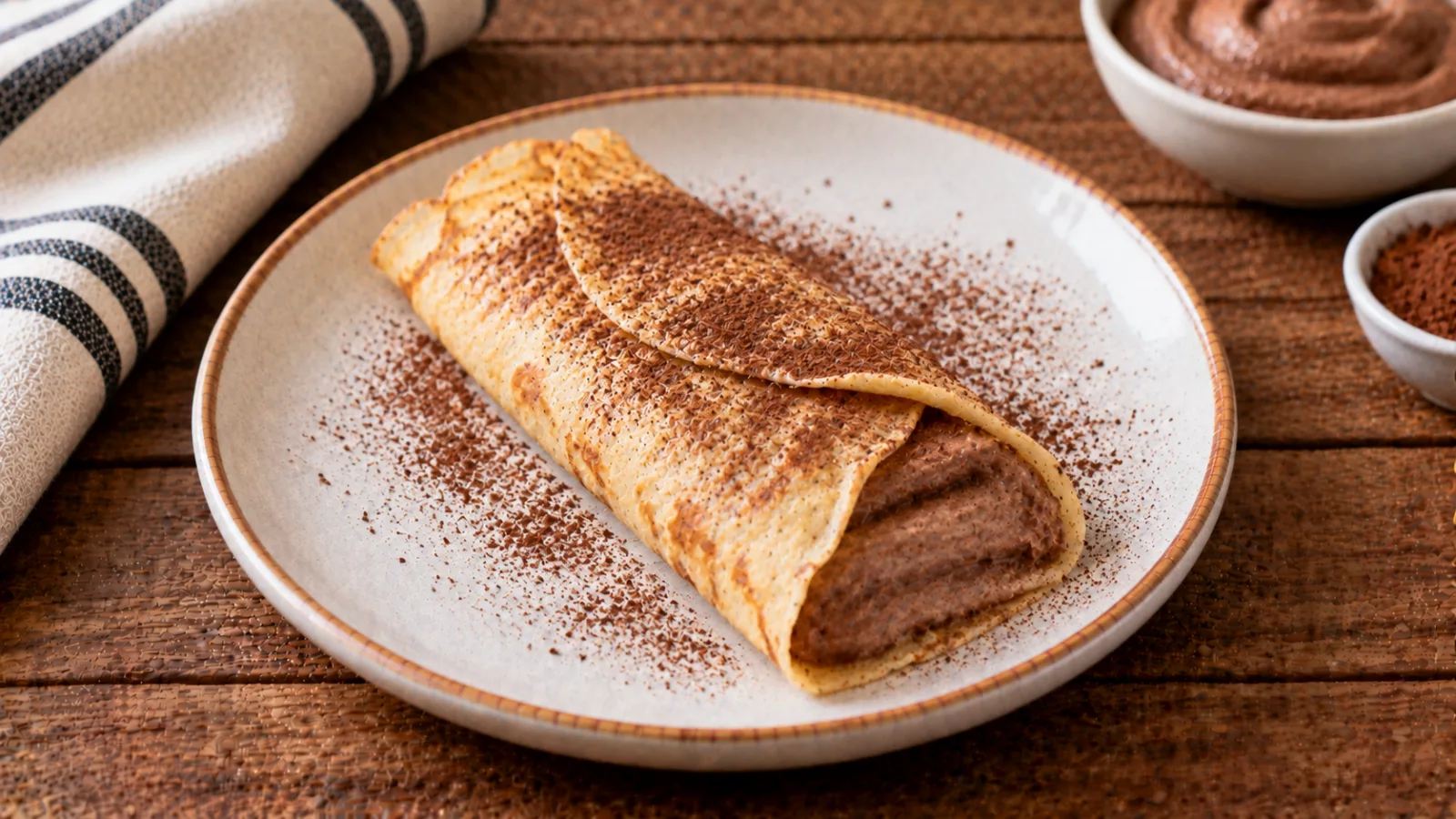 Crepes con mascarpone e cacao dolce