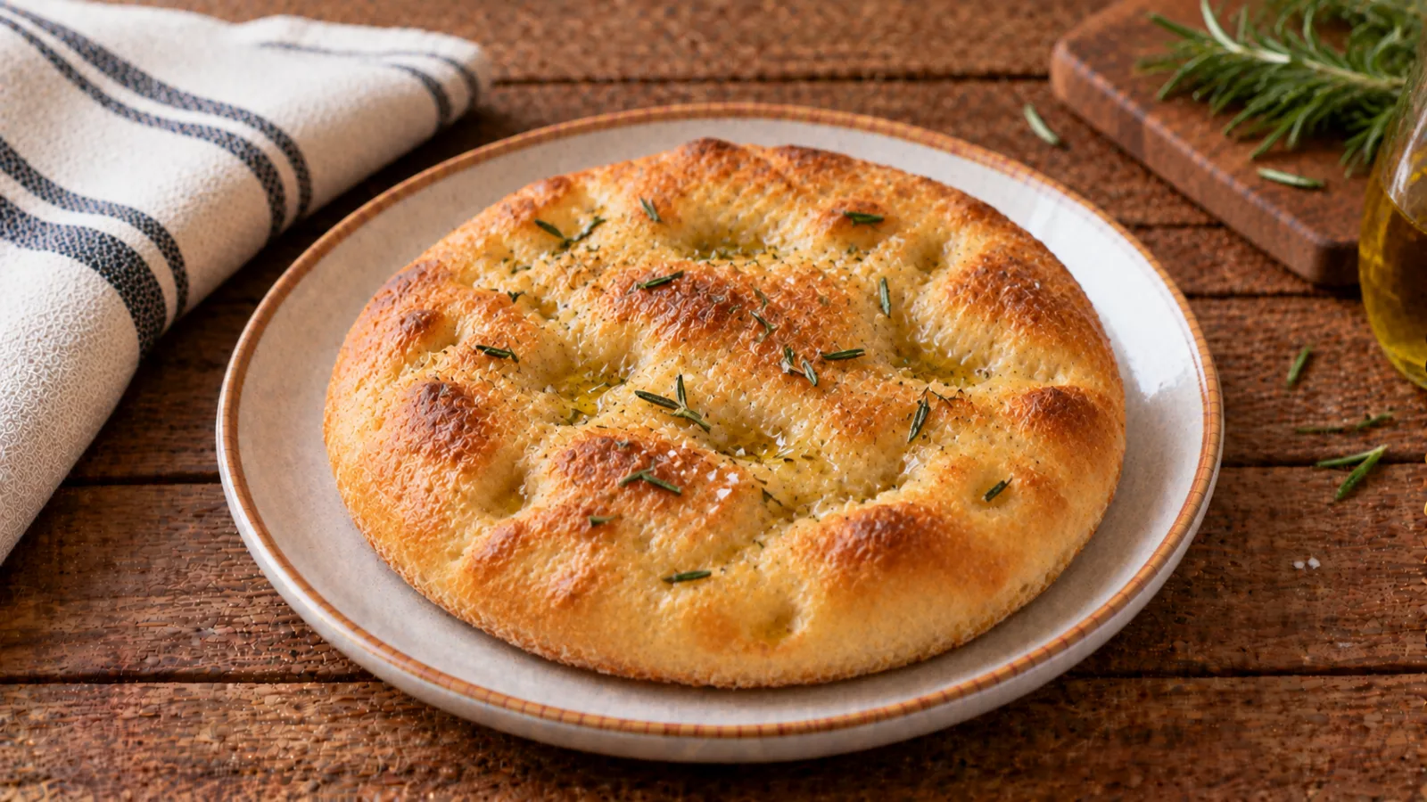 Focaccina con olio e rosmarino tritato