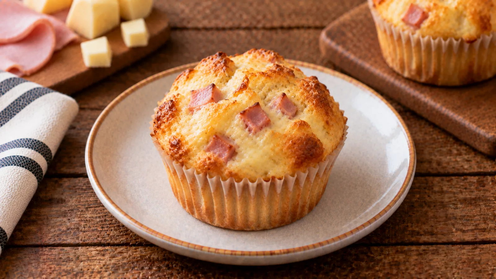 Muffin salati con prosciutto e formaggio