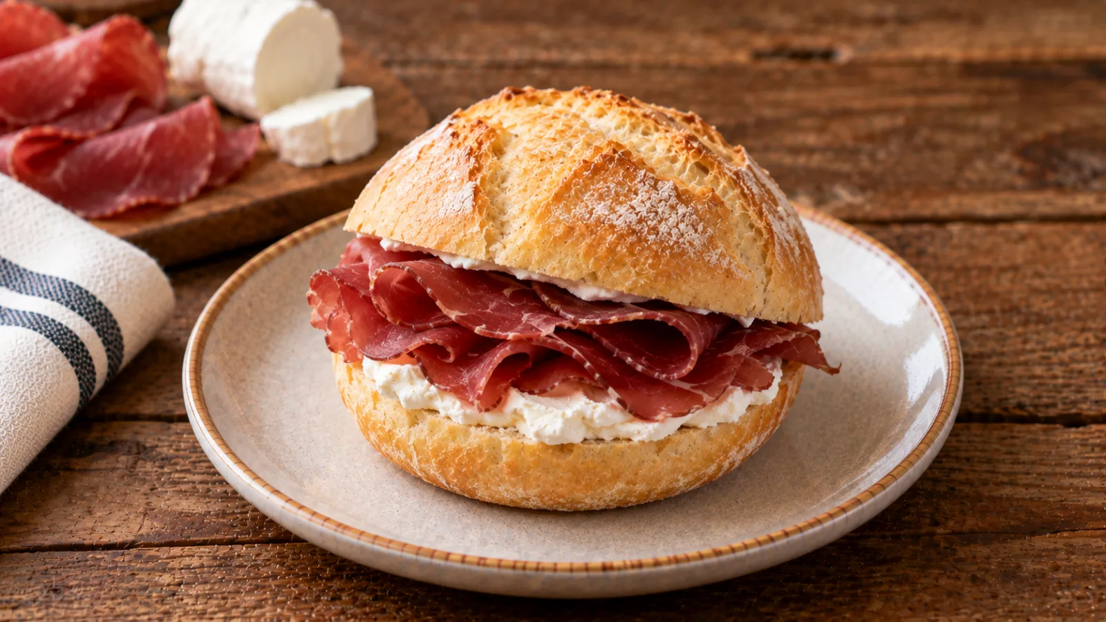Panino con bresaola e caprino
