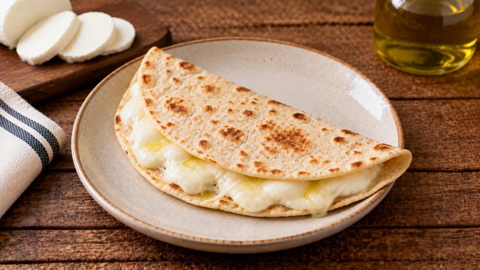 Piadina con formaggio e olio