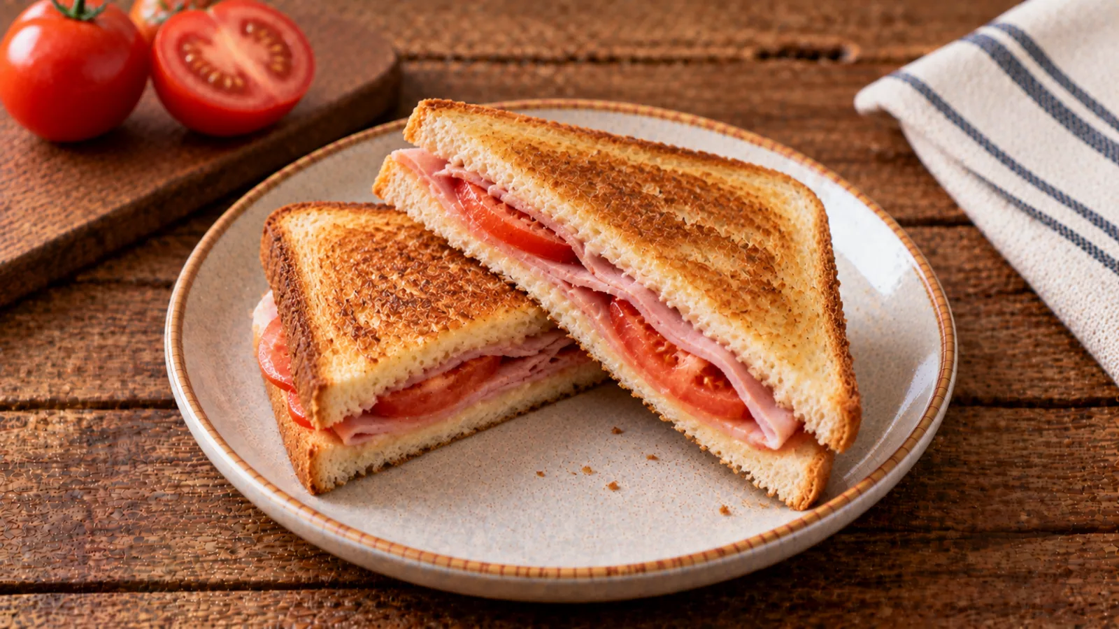 Toast con prosciutto cotto e pomodoro