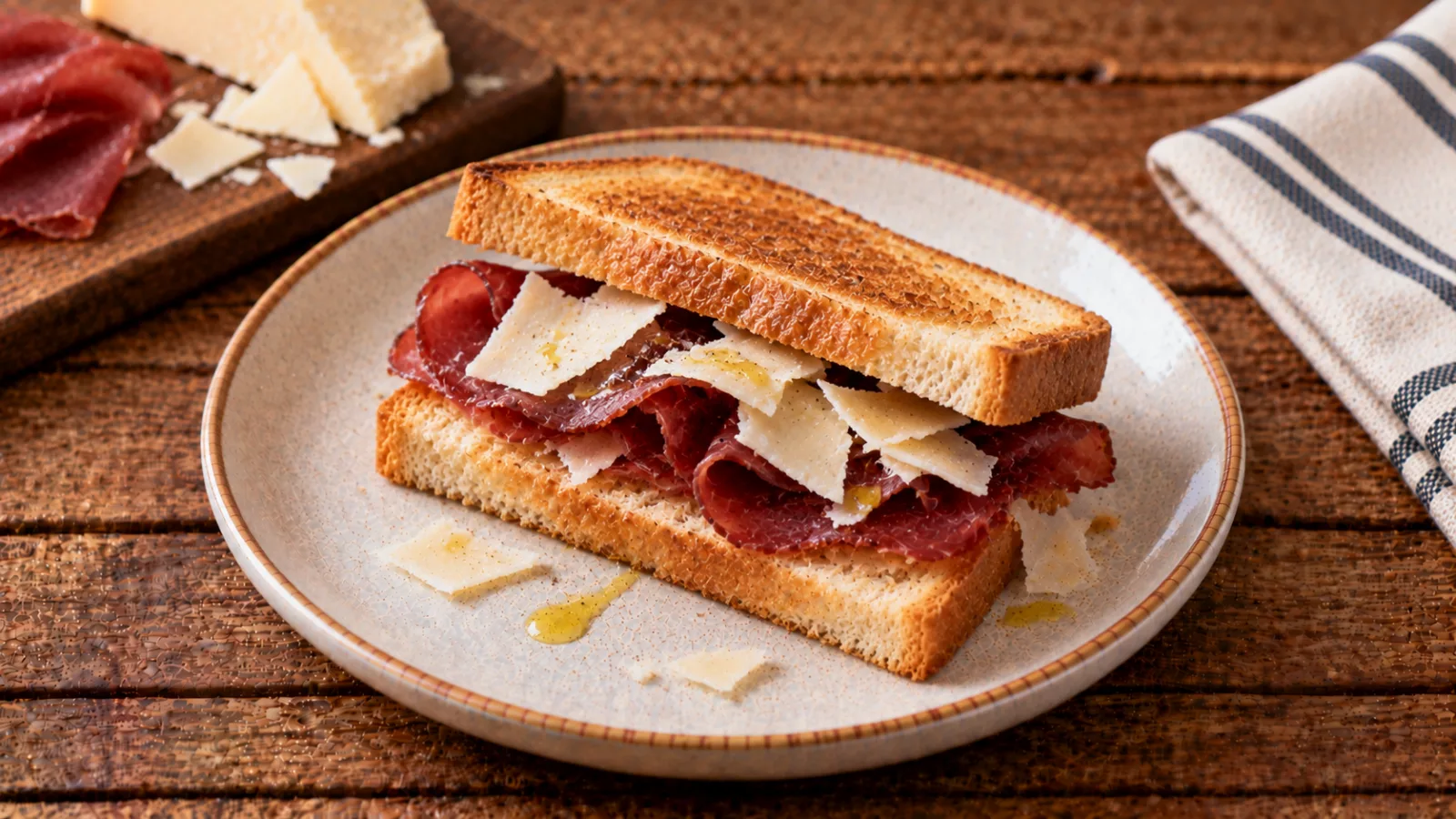 Toast con bresaola e grana