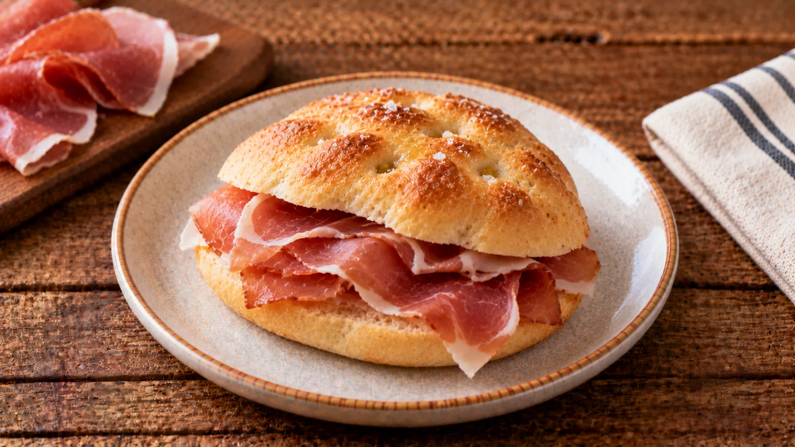 Focaccina con prosciutto crudo
