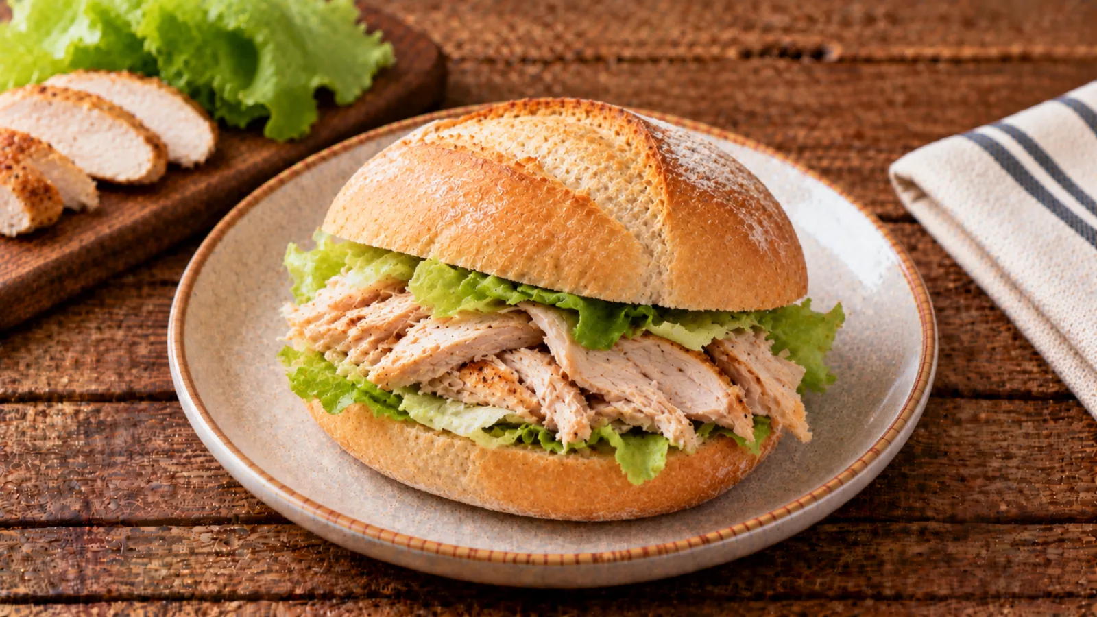 Panino con petto di pollo e insalata
