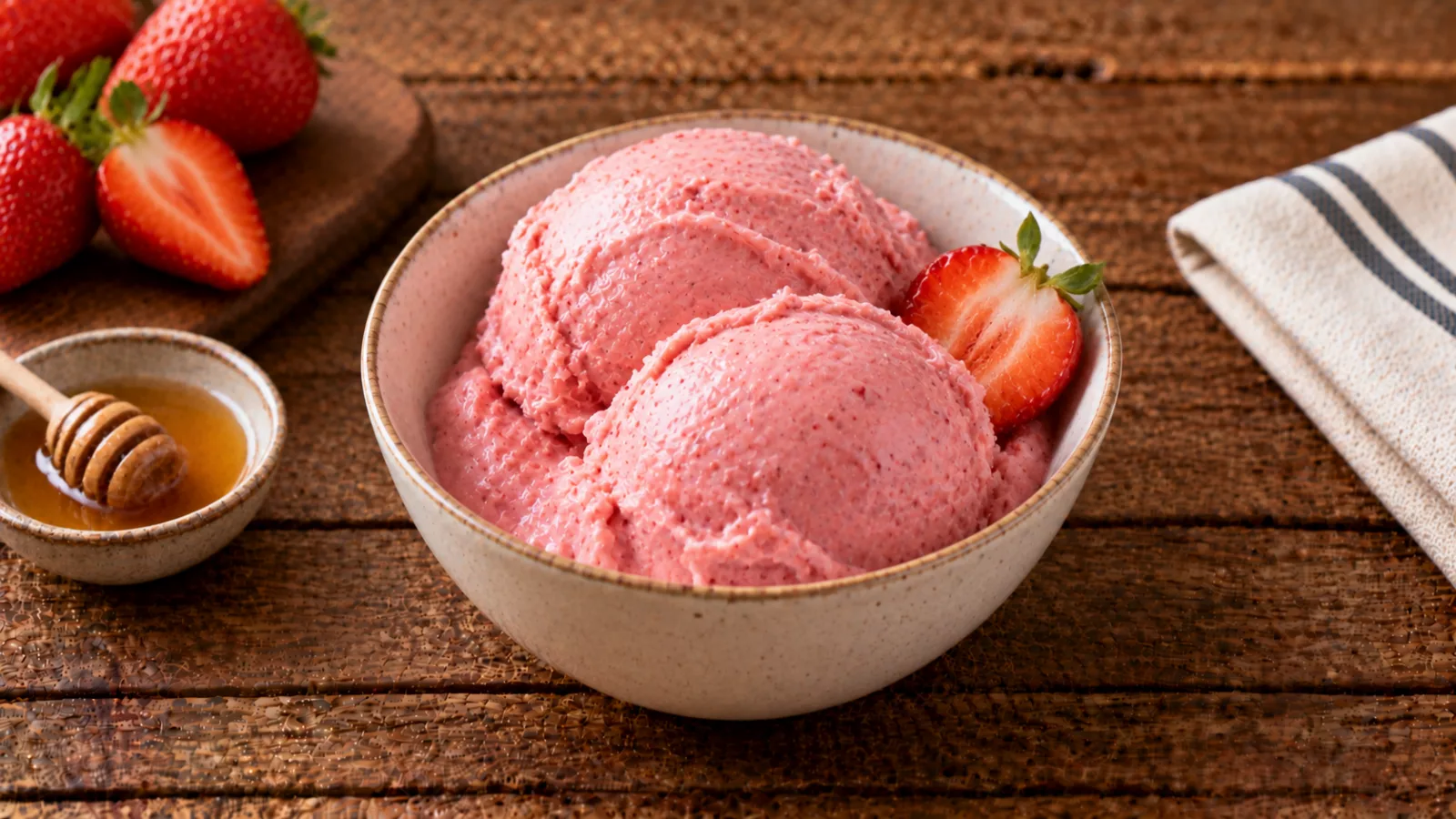 Gelato di yogurt e fragole frullate